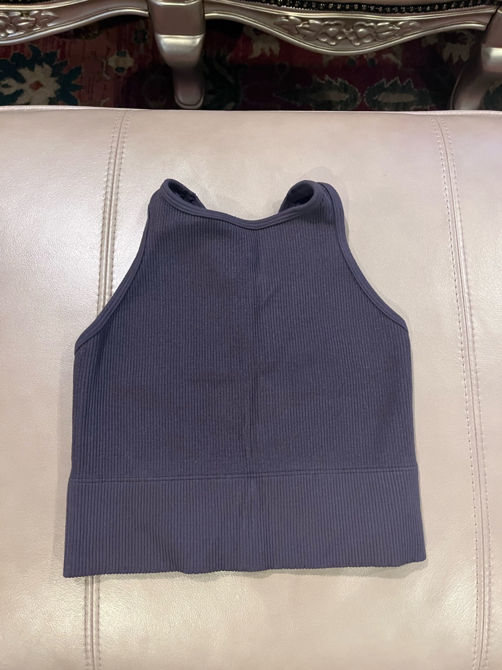 Gilly Hicks Ribbed Cropped Tank Top - Dark Navy